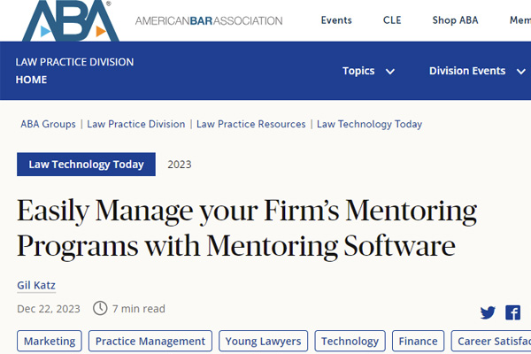 AmericanBarAssociation_LawTechnologyToday_MentorEase_MentoringSoftware